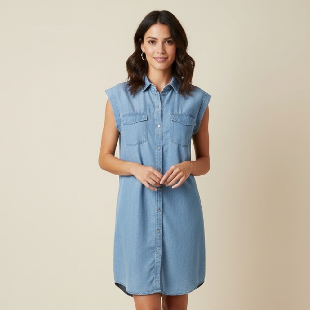 Sanctuary chambray Blue Sleeveless Dress S‎